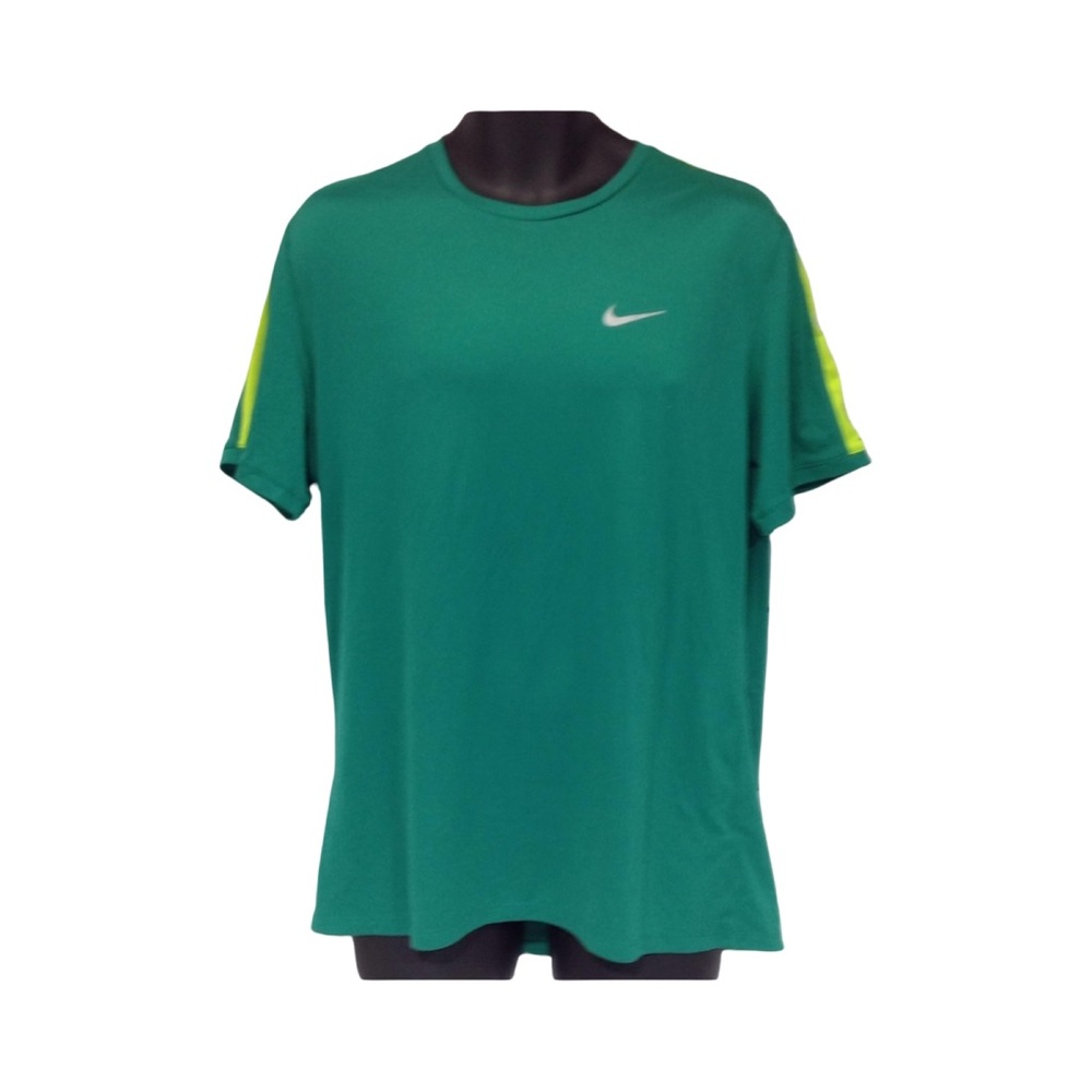 Nike Running Dri-fit Short Sleeve Shirt L Green